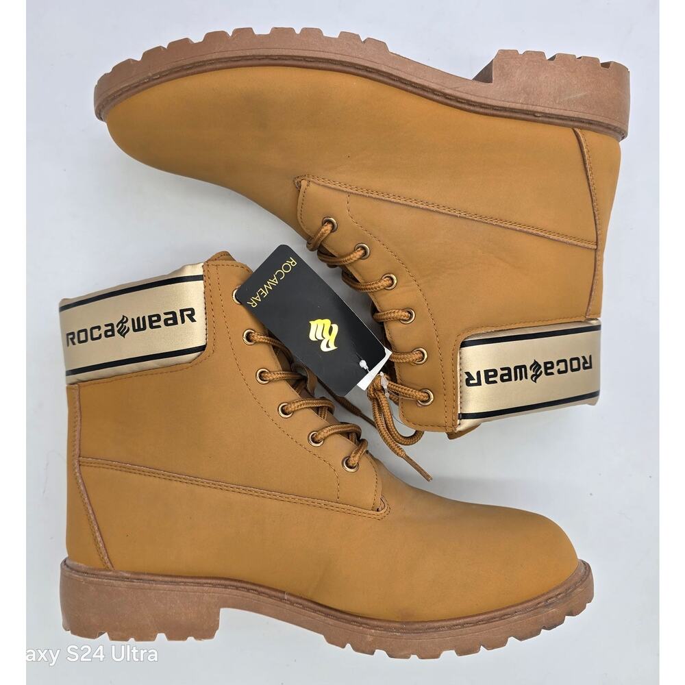 ROCAWEAR Wheat Faux Nubuck 6" Boots Lace Up Padded Collar Work Bootie Men's 9